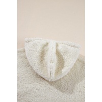 White Contrast Ribbed Edge Plush Hoodie - L thumbnail