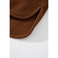 Brown Half Zip Fleece Pullover Sweatshirt - L thumbnail
