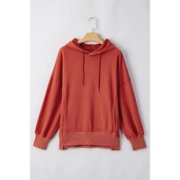 Red Clay Drop Shoulder Pocketed Baggy Drawstring Hoodie - 2XL thumbnail