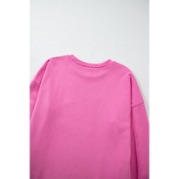 Bonbon Solid O Neck High Low Hem Pullover Sweatshirt - L thumbnail