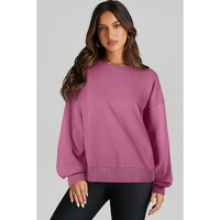Valerian Solid O Neck High Low Hem Pullover Sweatshirt - L thumbnail