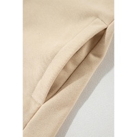 Parchment Solid O Neck High Low Hem Pullover Sweatshirt - L thumbnail