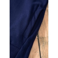 Navy Blue Solid O Neck High Low Hem Pullover Sweatshirt - L thumbnail
