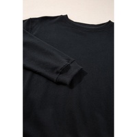 Black Plain Drop Shoulder Crewneck Pullover Sweatshirt - L thumbnail