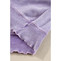 Orchid Petal Solid Waffle Knit Patchwork Raglan Sleeve Sweatshirt - L thumbnail