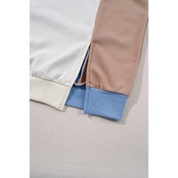 Sky Blue Ribbed Detail Color Block Sleeve Baggy Sweatshirt - L thumbnail