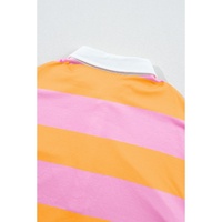 Yellow Stripe Color Block Polo Collar Sweatshirt - L thumbnail