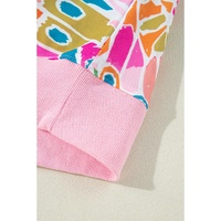 Pink Abstract Printed Drop Shoulder Loose Sweatshirt - M thumbnail