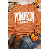 Orange PUMPKIN Spice Graphic Corded Crewneck Sweatshirt - L thumbnail