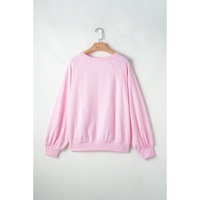 Pink Hugs and Kisses Pop Up Embroidered Raglan Sleeve Sweatshirt - L thumbnail