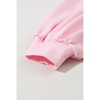Light Pink Embroidered Bow Lantern Sleeve Oversized Pullover Sweatshirt - 2XL thumbnail