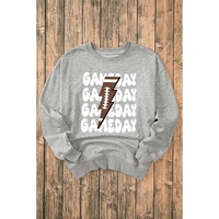 Gray GAME DAY Lightning Rugby Football Print Pullover Sweatshirt - S thumbnail