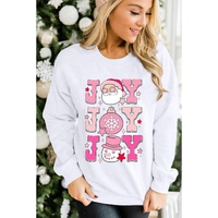 Beige Christmas Claus JOY Graphic Drop Shoulder Sweatshirt - 2XL thumbnail