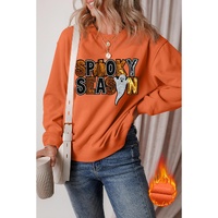 Russet Orange Sequin SPOOKY SEASON Ghost Pattern Halloween Pullover Sweatshirt - 2XL thumbnail