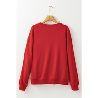 Red Heat Transfer HOLLY JOLLY Printing Christmas Pullover Sweatshirt - S thumbnail