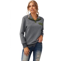 Azura Exchange Quilted Stand Neck Sweatshirt with Fake Front Pocket - M thumbnail