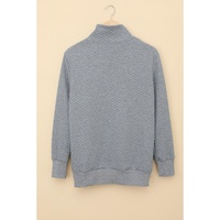 Azura Exchange Quilted Stand Neck Pullover Sweatshirt with Fake Front Pocket - M thumbnail