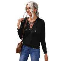 Azura Exchange Solid Color Lace-up Hoodie - L thumbnail