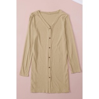 Solid Color Open-Front Buttons Cardigan - S thumbnail