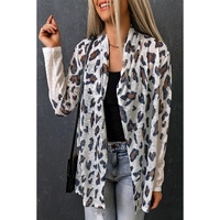 Azura Exchange White Vintage Leopard Print Open Cardigan - L thumbnail