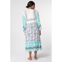 Multicolor Long Sleeve Tassel Tie Floral Kimono - S thumbnail