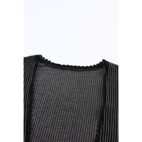 Black Lace Trim Ribbed Oversize Kimono - One Size thumbnail