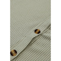 Azura Exchange Green Exposed Seam Buttons Front Waffle Knit Cardigan - L thumbnail