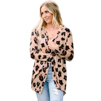 Leopard Printed Open Front Cardigan - L thumbnail