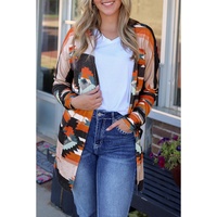 Orange Western Tribal Aztec Print Cardigan - S thumbnail