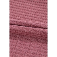 Mineral Red Solid Color Waffle Knit Cardigan with Pocket - L thumbnail