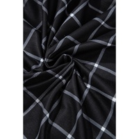 Black Plaid Colorblock Edge Open Cardigan with Pocket - M thumbnail