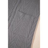 Medium Grey  Solid Textured Open Front Cardigan with Pocket - L thumbnail