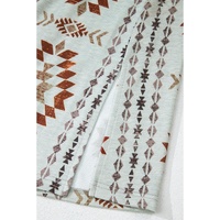 Brown Western Aztec Printed Open Front Long Cardigan - L thumbnail