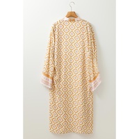 Yellow Bohemian Geometric Printed Loose Sleeve Long Kimono - L thumbnail