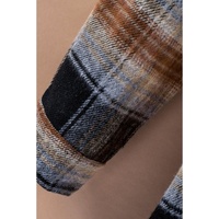 Black Oversize Rounded Hem Plaid Shacket with Slits - S thumbnail