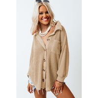 Azura Exchange Waffle Knit Button Up Shirt - M thumbnail