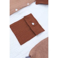 Azura Exchange Textured Color Block Long Sleeve Shirt with Pocket - M thumbnail