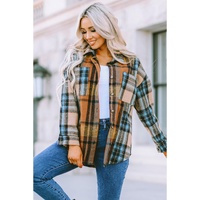 Azura Exchange Color Block Plaid Shirt with Buttoned Details - M thumbnail