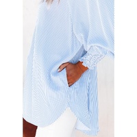 Azura Exchange Striped Boyfriend Shirt with Smocked Cuffs and Pocket - XL thumbnail