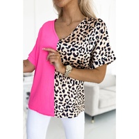 Azura Exchange Leopard Color Block Blouse - S thumbnail