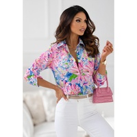 Azura Exchange Buttoned Sheath Long Sleeve Shirt with Abstract Floral Print - XL thumbnail