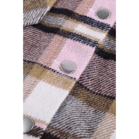 Azura Exchange Pink Geometric Plaid Print Pocketed Shacket - S thumbnail