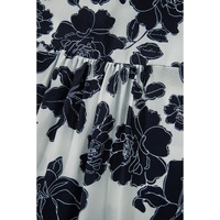Black Floral Bubble Sleeve Casual Shirt - L thumbnail