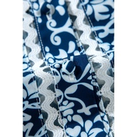 Blue Floral Ric-rac Patchwork Button Loose Fit Shirt - XL thumbnail
