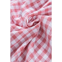 Pink Gingham Print Chest Pockets Buttoned Collared Shirt - L thumbnail