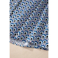 Sky Blue Abstract Print Shirred Cuff Buttoned Oversized Shirt - L thumbnail