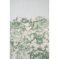 Green Landscape Print Tied 3/4 Sleeve Shirt with Sash - XL thumbnail