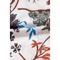 White Floral Print Balloon Sleeves Button Up Loose Casual Shirt - S thumbnail