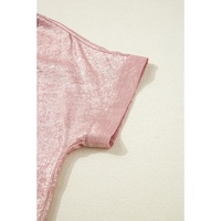 Delicacy Metallic Buttoned Loose Fit Short Sleeve Shirt - L thumbnail
