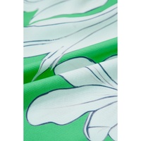 Green Floral Ric Rac Edge Puff Sleeve Button Up Summer Shirt - M thumbnail